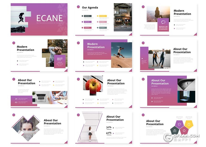 30页国外商务风格企业宣传介绍项目分析报告Google slides模板5种主题配色 - 顶尖PPT