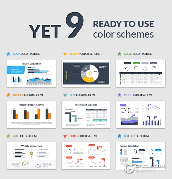 100页项目预算财务数据分析数据图形图表PPT模板 - 顶尖PPT