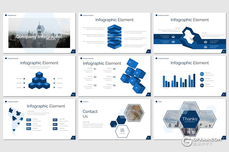 30页创意六边形组合设计国外多用途keynote模板5种主题配色 - 顶尖PPT