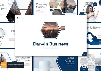 30页创意六边形组合设计国外多用途Google slides模板5种主题配色 - 顶尖PPT