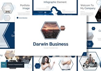 30页创意六边形组合设计国外多用途keynote模板5种主题配色 - 顶尖PPT