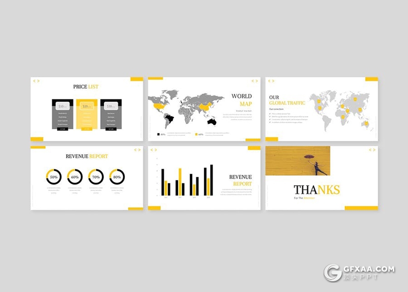 30页扁平化简约时尚风格Google slides模板5种主题配色 - 顶尖PPT