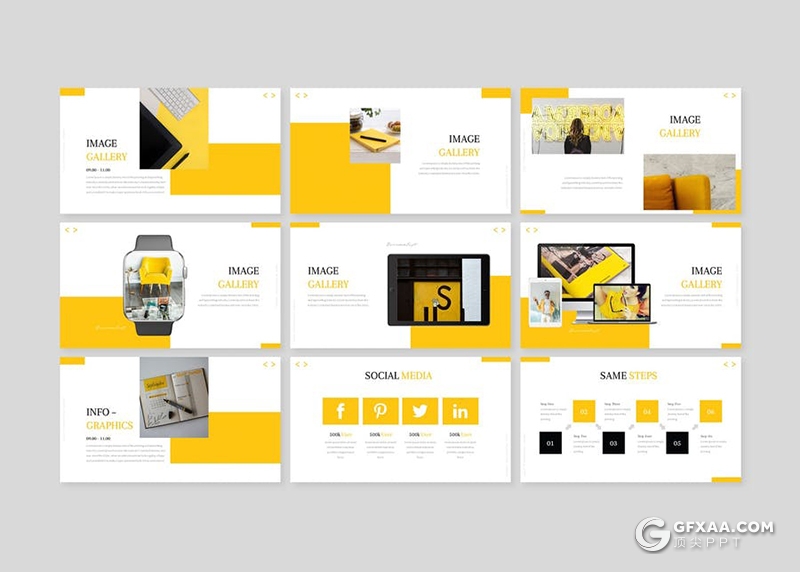 30页扁平化简约时尚风格Google slides模板5种主题配色 - 顶尖PPT