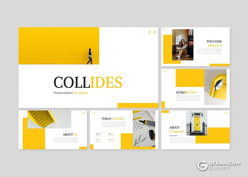 30页扁平化简约时尚风格Google slides模板5种主题配色 - 顶尖PPT