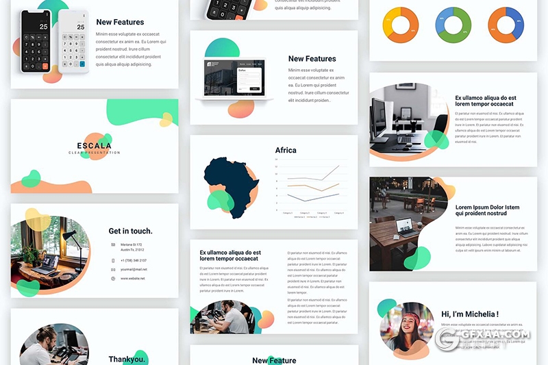 47页国外精美创意图形设计商务风工作总结PPT模板 - 顶尖PPT