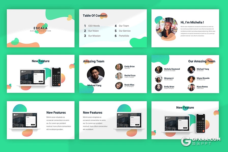 47页国外精美创意图形设计商务风工作总结PPT模板 - 顶尖PPT