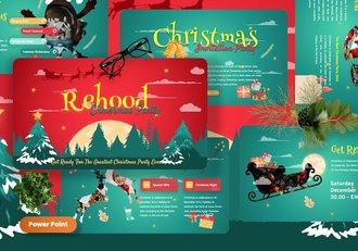 创意国外幸福圣诞派对雪花圣诞节PPT模板 - 顶尖PPT