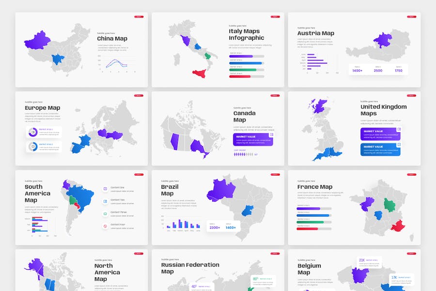 世界各个国家地图PPT模板 - 顶尖PPT