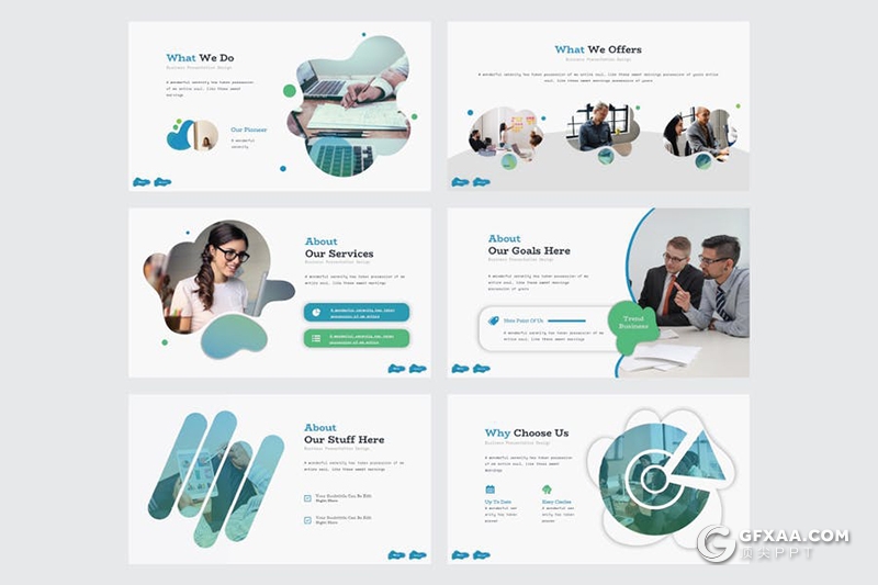 30页创意图形设计企业介绍年度报告国外商务PPT模板5种主题配色 - 顶尖PPT