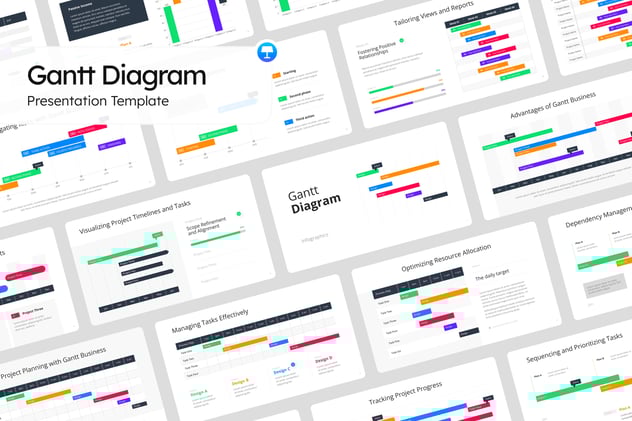 彩色数据可视化甘特图keynote模板 - 顶尖PPT