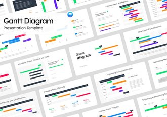 彩色数据可视化甘特图keynote模板 - 顶尖PPT