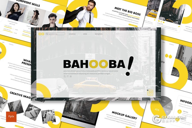 30页创意圆形设计团队人员介绍展示国外商务通用PPT模板5种主题配色 - 顶尖PPT