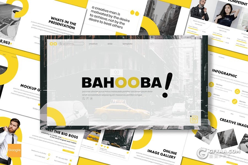 30页创意圆形设计团队人员介绍展示国外商务通用Google slides模板5种主题配色 - 顶尖PPT