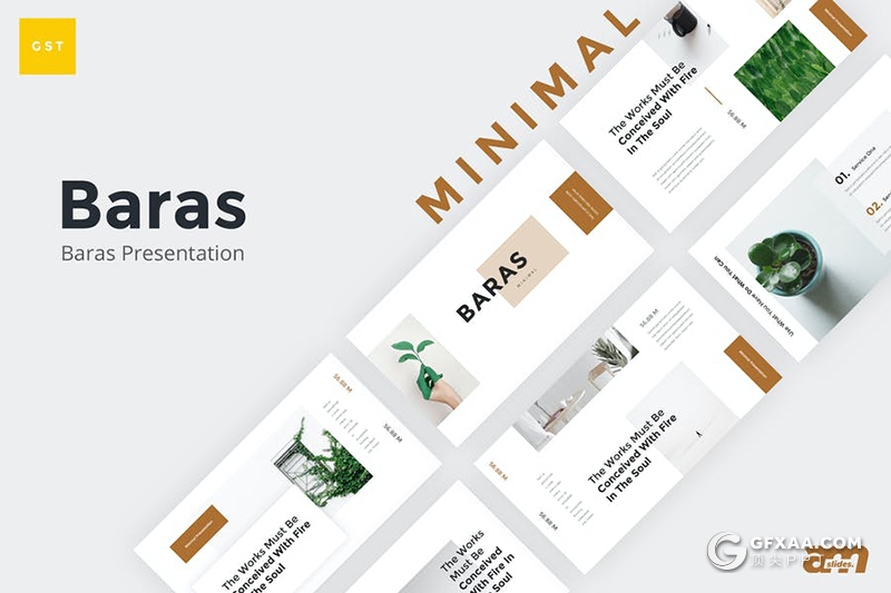 30页极简小清新文艺风格Google slides模板 - 顶尖PPT