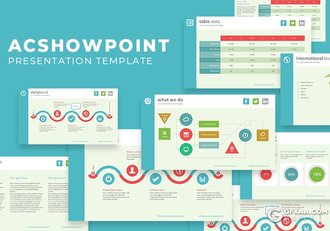 36页扁平化项目介绍汇报数据分析多用途PPT模板4种主题配色 - 顶尖PPT