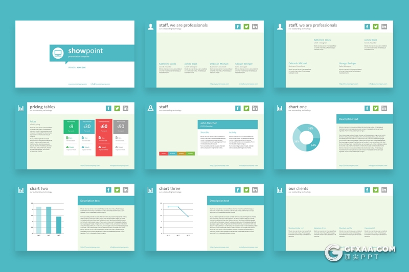36页扁平化项目介绍汇报数据分析多用途PPT模板4种主题配色 - 顶尖PPT