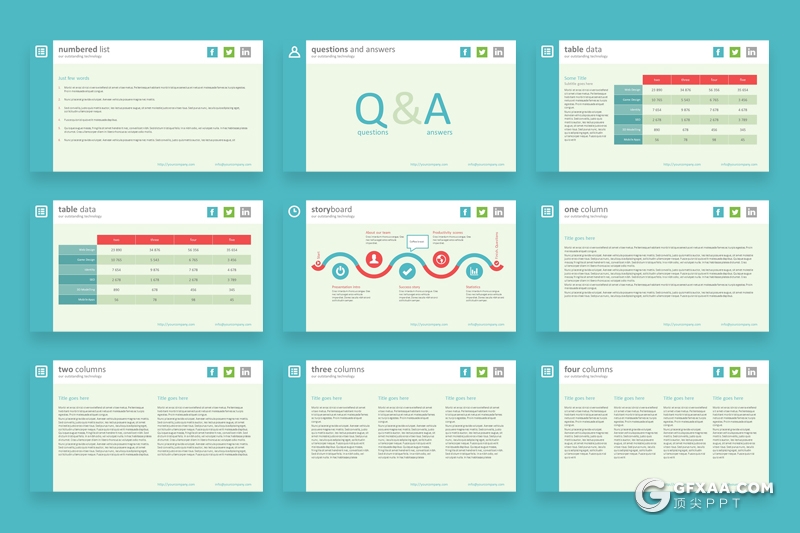 36页扁平化项目介绍汇报数据分析多用途PPT模板4种主题配色 - 顶尖PPT