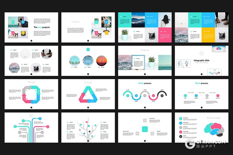 105页国外小清新风格商务图形设计工作汇报计划多用途keynote模板 - 顶尖PPT