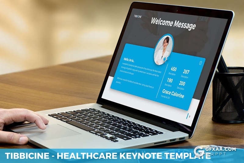 30页蓝色医疗保健行业主题keynote模板 - 顶尖PPT