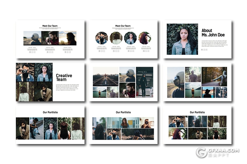 50页极简文艺小清新风格摄影美图展示PPT模板 - 顶尖PPT