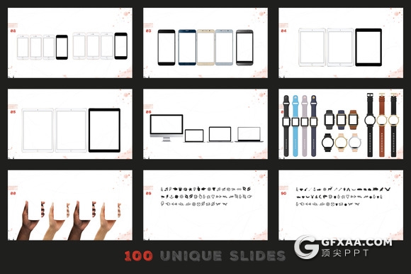 100页复古做旧水彩痕迹效果PPT模板 22种XML配色文件 - 顶尖PPT