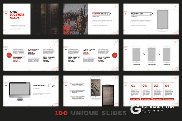 100页复古做旧水彩痕迹效果PPT模板 22种XML配色文件 - 顶尖PPT