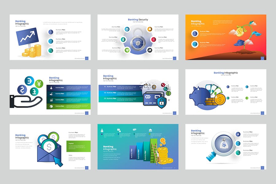 银行金融理财数据分析信息图表PPT模板 - 顶尖PPT