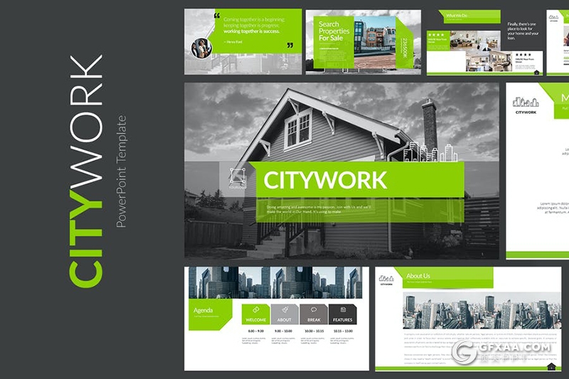 50页地产公司项目宣传介绍企业介绍商务通用PPT模板5种主题配色 - 顶尖PPT