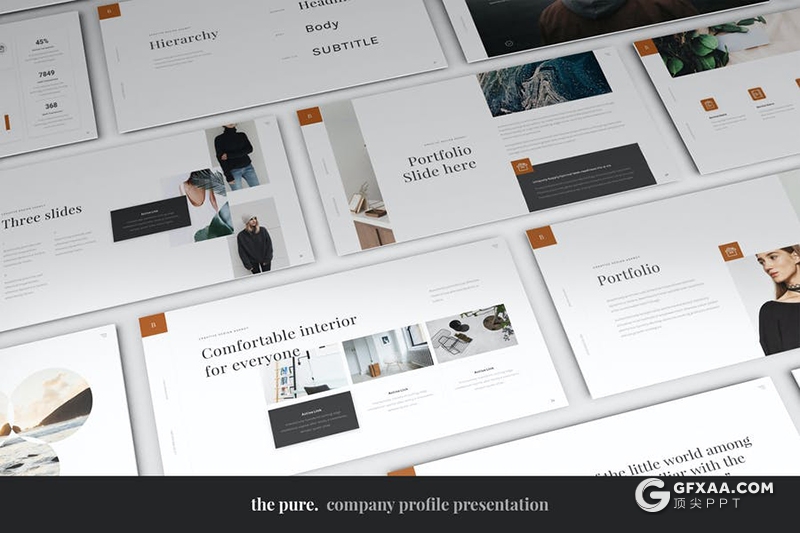 56页时尚文艺风格国外极简风格PPT模板 - 顶尖PPT