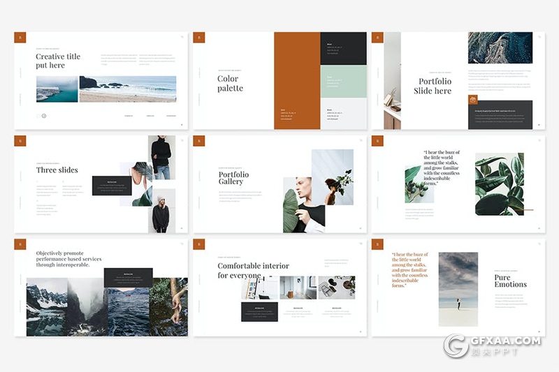 56页时尚文艺风格国外极简风格PPT模板 - 顶尖PPT