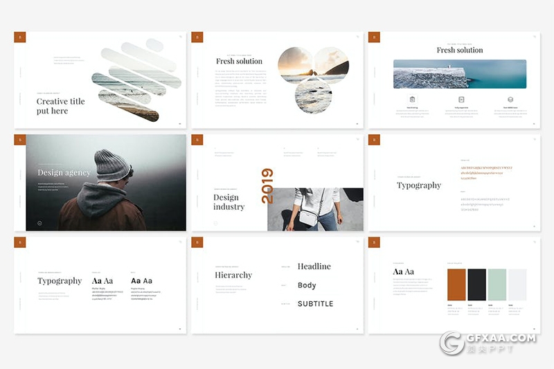 56页时尚文艺风格国外极简风格PPT模板 - 顶尖PPT
