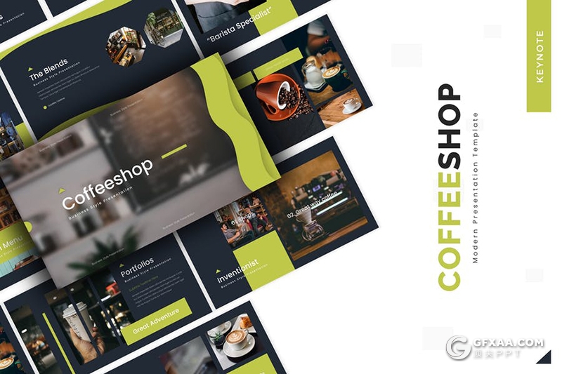 30页咖啡店产品宣传介绍咖啡店行业数据分析keynote模板5种主题配色 - 顶尖PPT