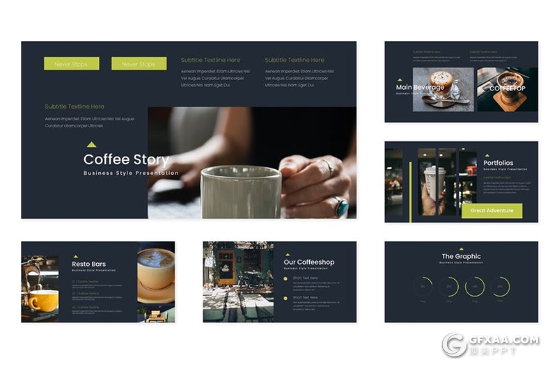 30页咖啡店产品宣传介绍咖啡店行业数据分析PPT模板5种主题配色 - 顶尖PPT