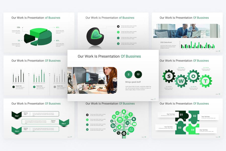 现代企业介绍展示绿色keynote模板 - 顶尖PPT