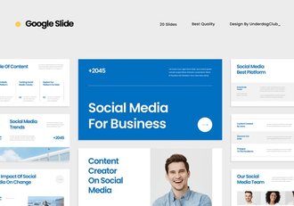 白蓝色社交媒体业务演示PPT模板 - 顶尖PPT