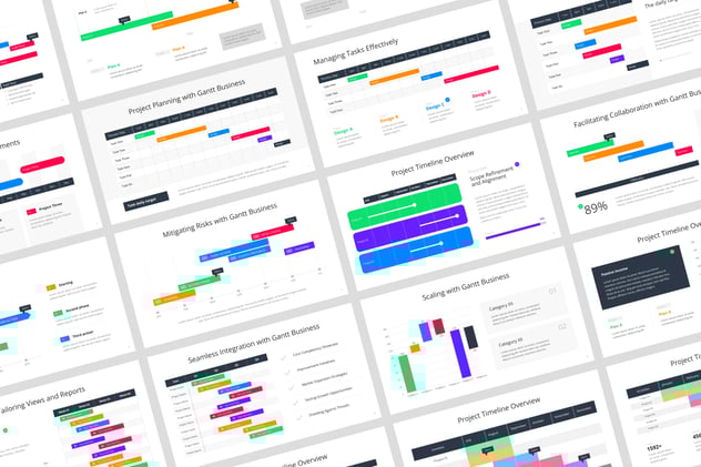 彩色数据可视化甘特图keynote模板 - 顶尖PPT