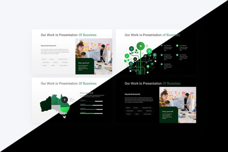 现代企业介绍展示绿色keynote模板 - 顶尖PPT