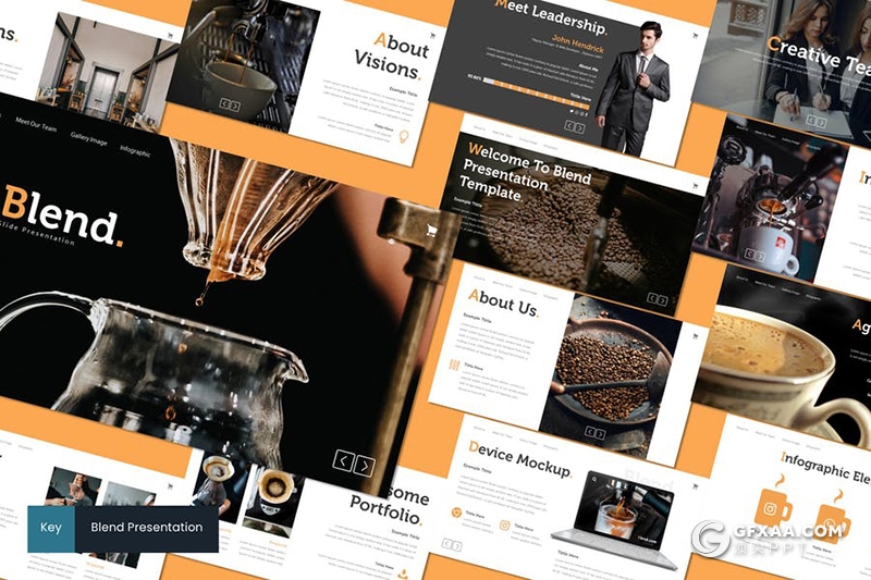 30页咖啡产品宣传介绍简约时尚风格keynote模板5种主题配色 - 顶尖PPT