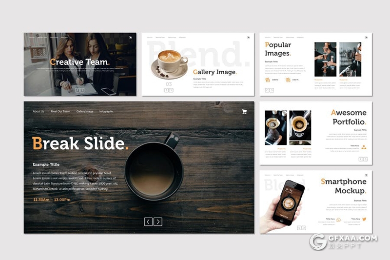 30页咖啡产品宣传介绍简约时尚风格PPT模板5种主题配色 - 顶尖PPT