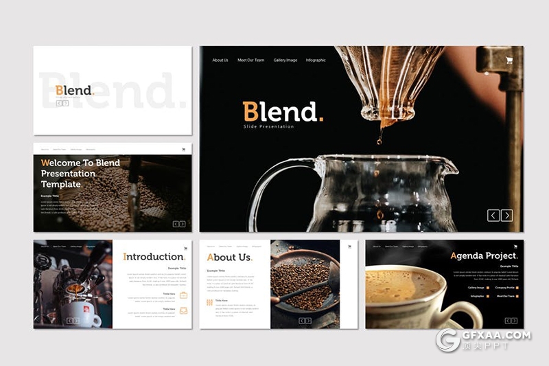 30页咖啡产品宣传介绍简约时尚风格PPT模板5种主题配色 - 顶尖PPT