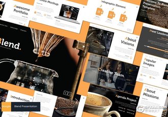 30页咖啡产品宣传介绍简约时尚风格Google slides模板5种主题配色 - 顶尖PPT