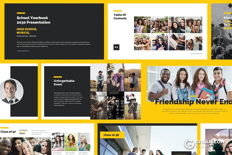 30页学校毕业典礼照片展示学生风采展示毕业相册PPT模板 - 顶尖PPT