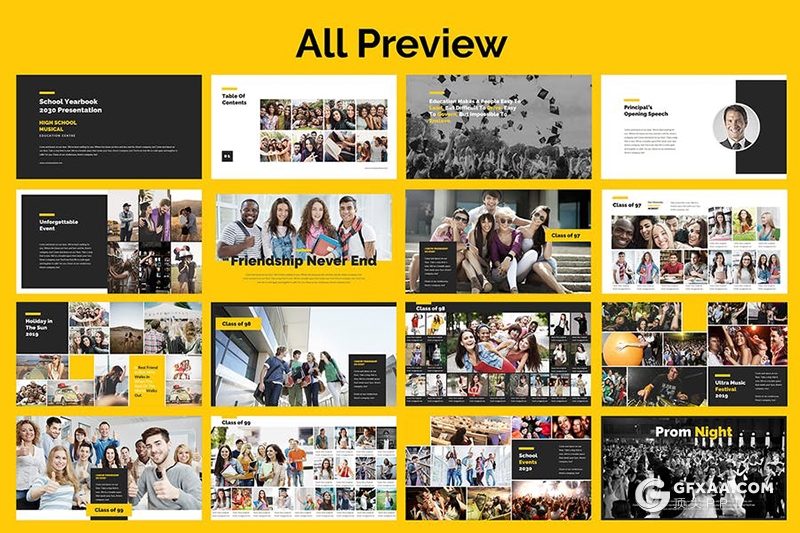 30页学校毕业典礼照片展示学生风采展示毕业相册PPT模板 - 顶尖PPT