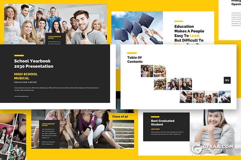 30页学校毕业典礼照片展示学生风采展示毕业相册PPT模板 - 顶尖PPT