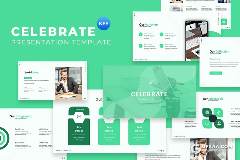 30页国外商务风格企业项目展示介绍欧美风格keynote模板5种主题配色 - 顶尖PPT