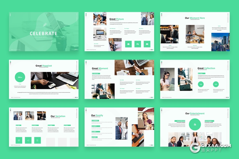 30页国外商务风格企业项目展示介绍欧美风格Google slides模板5种主题配色 - 顶尖PPT