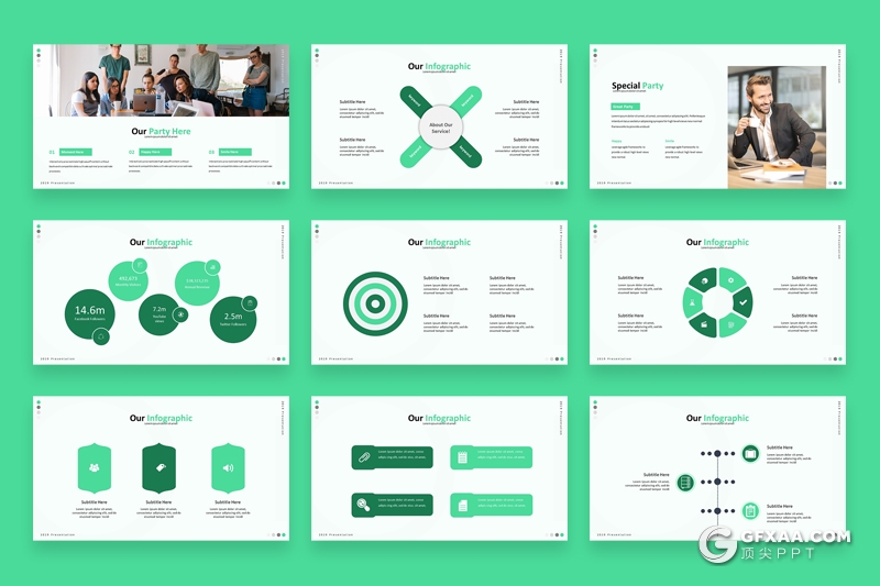 30页国外商务风格企业项目展示介绍欧美风格Google slides模板5种主题配色 - 顶尖PPT