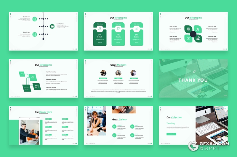 30页国外商务风格企业项目展示介绍欧美风格Google slides模板5种主题配色 - 顶尖PPT