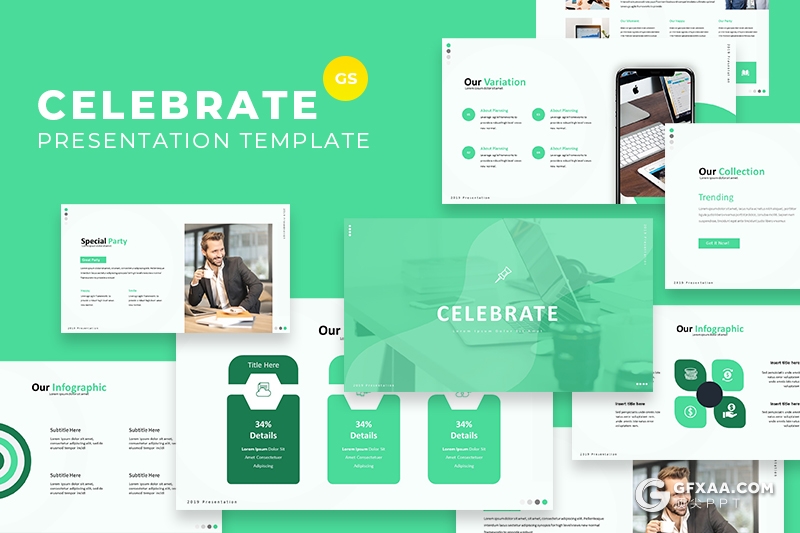 30页国外商务风格企业项目展示介绍欧美风格Google slides模板5种主题配色 - 顶尖PPT