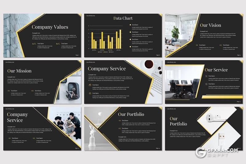 30页高逼格企业公司介绍展示商务团队展示Google slides模板5种主题配色 - 顶尖PPT